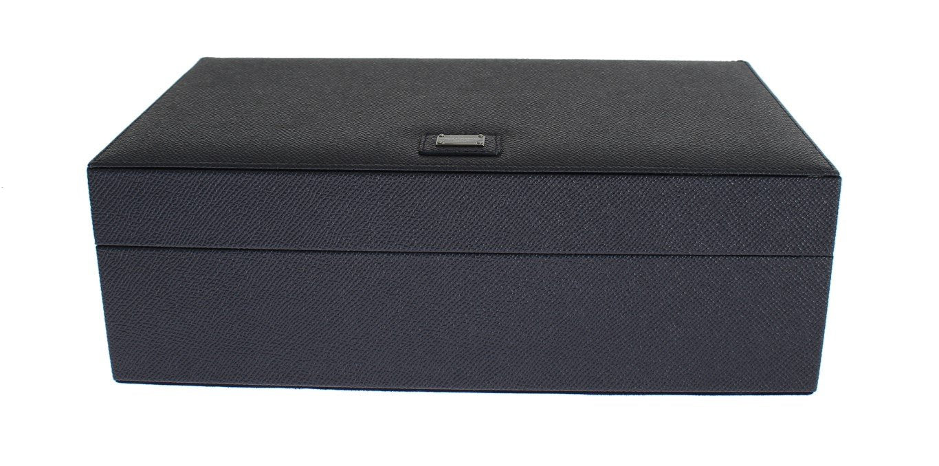 Blue Dauphine Leather Watch Jewelry Sunglasses Case