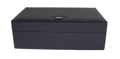 Blue Dauphine Leather Watch Jewelry Sunglasses Case