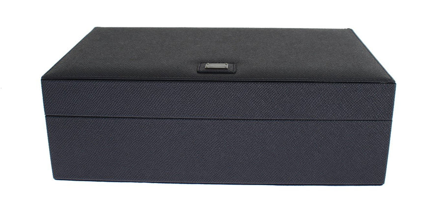 Blue Dauphine Leather Watch Jewelry Sunglasses Case