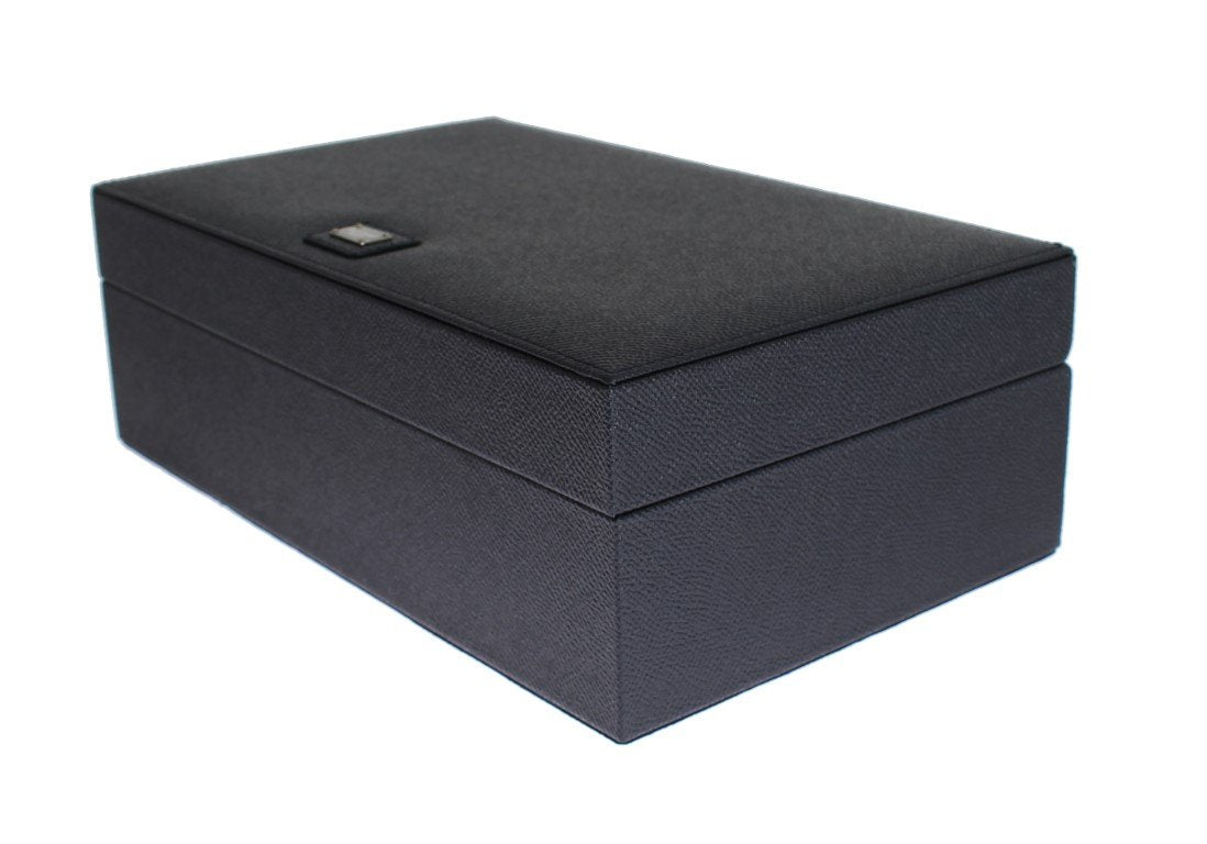 Blue Dauphine Leather Watch Jewelry Sunglasses Case
