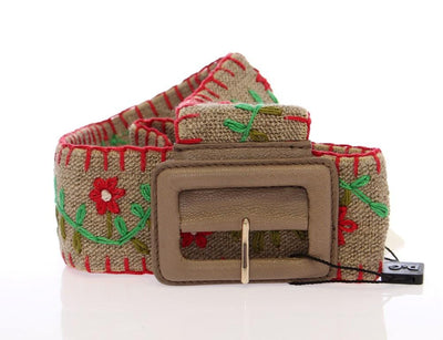 Multicolor Floral Leather Logo Belt