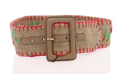 Multicolor Floral Leather Logo Belt