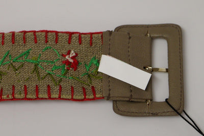 Multicolor Floral Leather Logo Belt