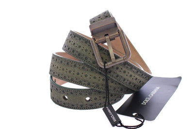 Green Leather Logo Belt