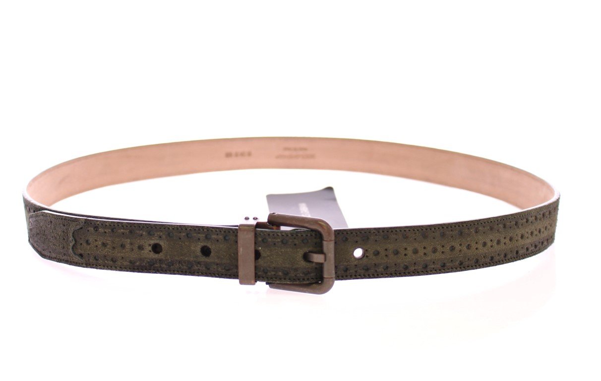 Green Leather Logo Belt