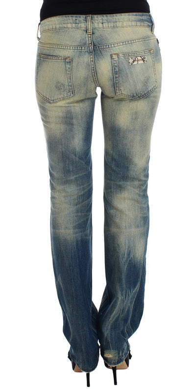 Blue Wash Torn Cotton Straight Fit Jeans
