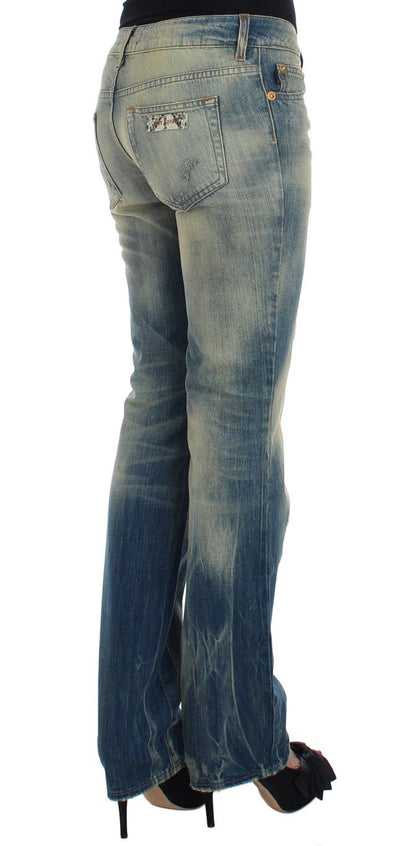 Blue Wash Torn Cotton Straight Fit Jeans