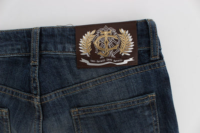 Blue Wash Torn Cotton Stretch Jeans