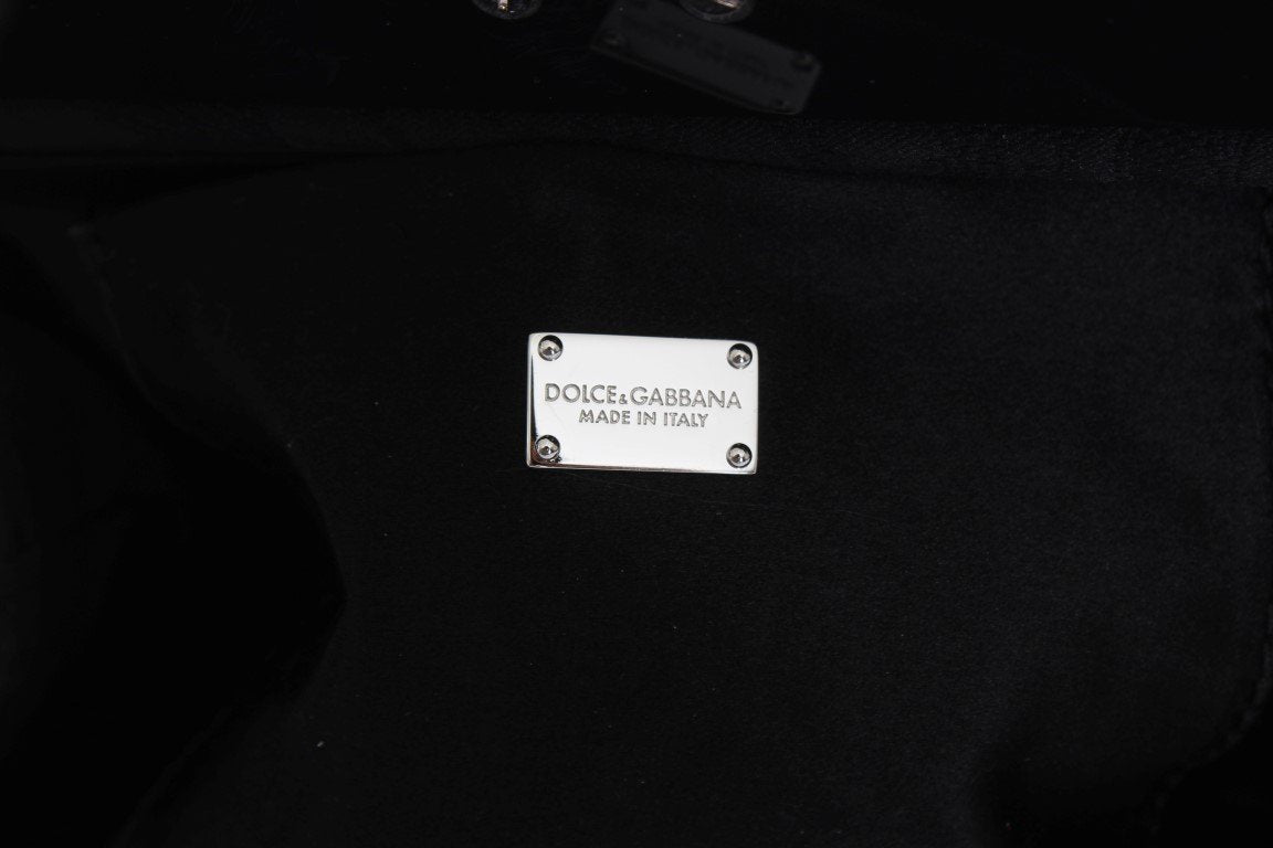 Black Brocade VANDA Floral Crystal Clutch