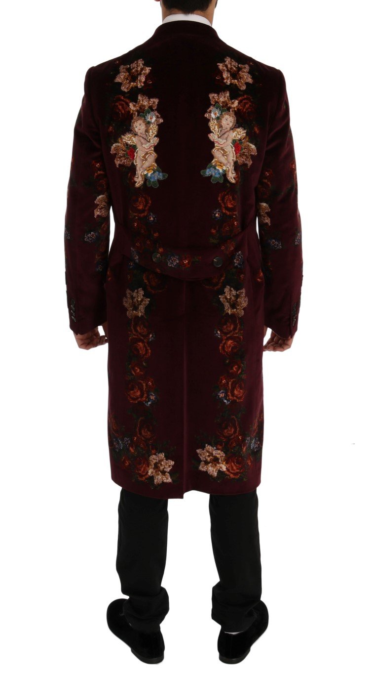 Bordeaux Velvet Floral Angel Coat
