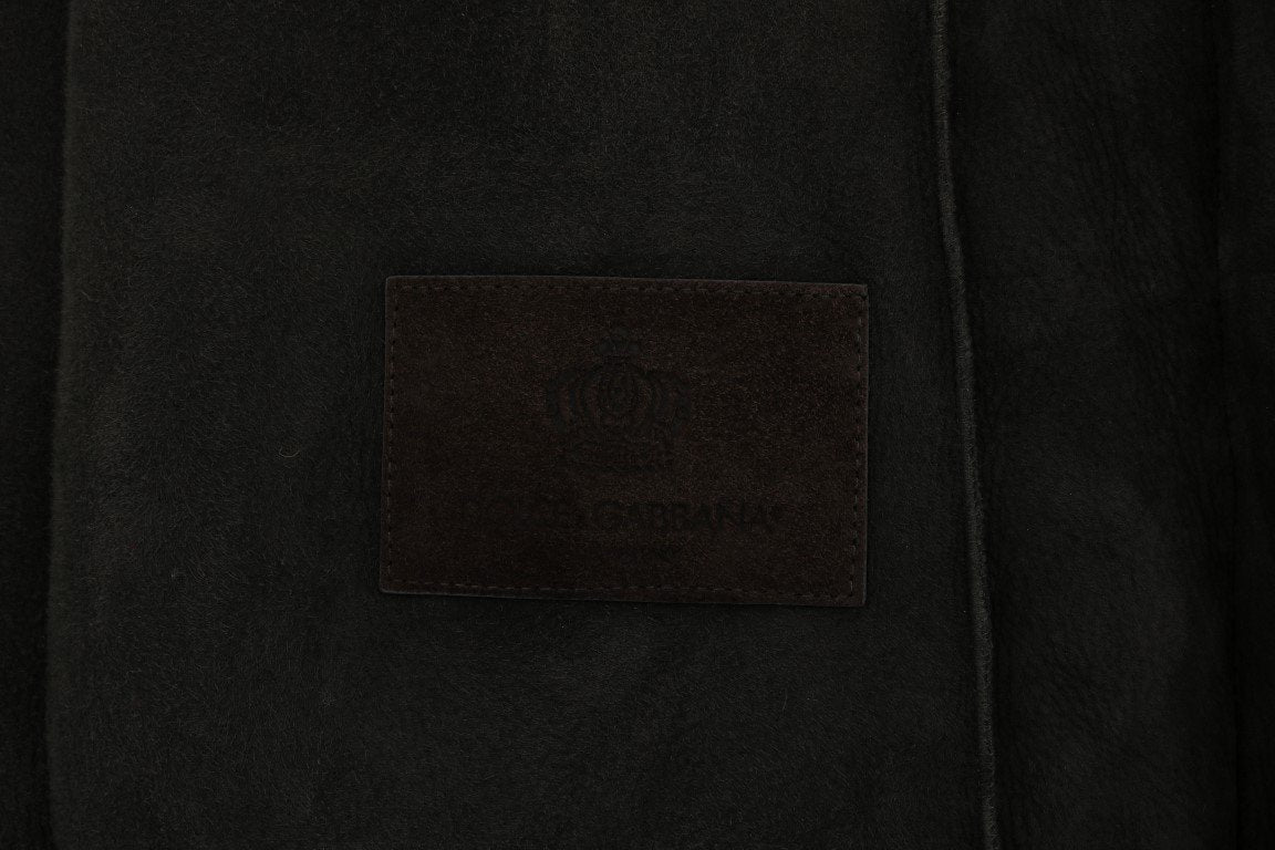 Gray Lambskin Fur Shearling Coat