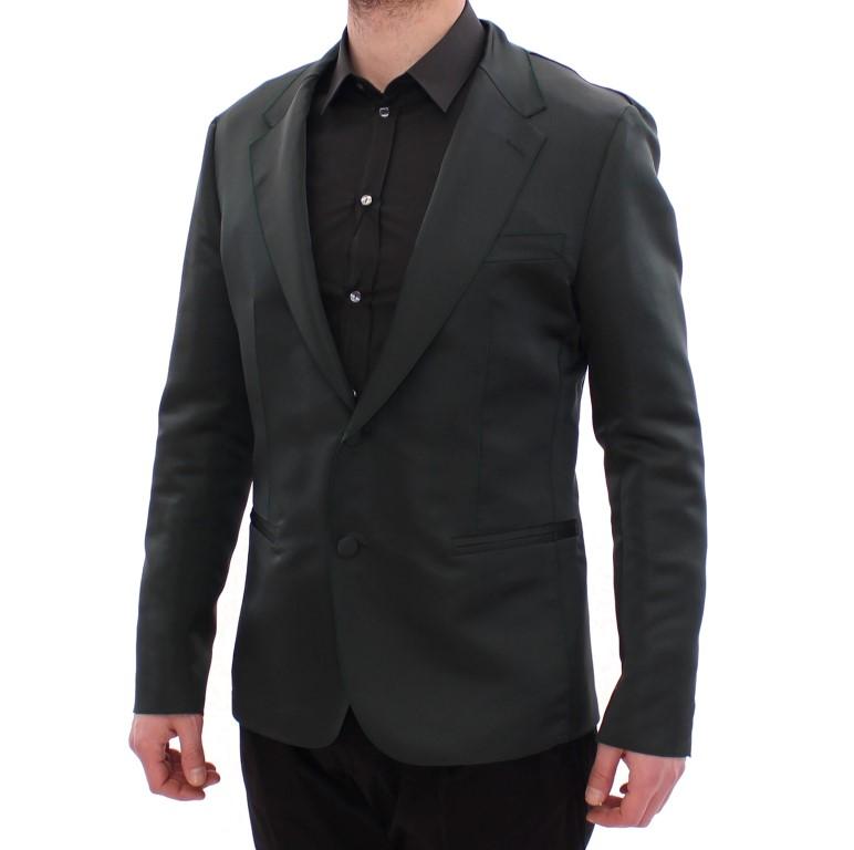 Green silk slim fit blazer