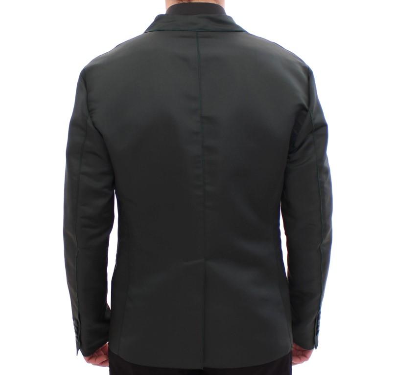 Green silk slim fit blazer