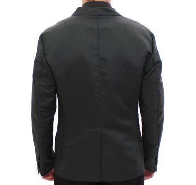 Green silk slim fit blazer