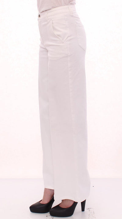 White Cotton Logo Regular Fit Jeans Pants
