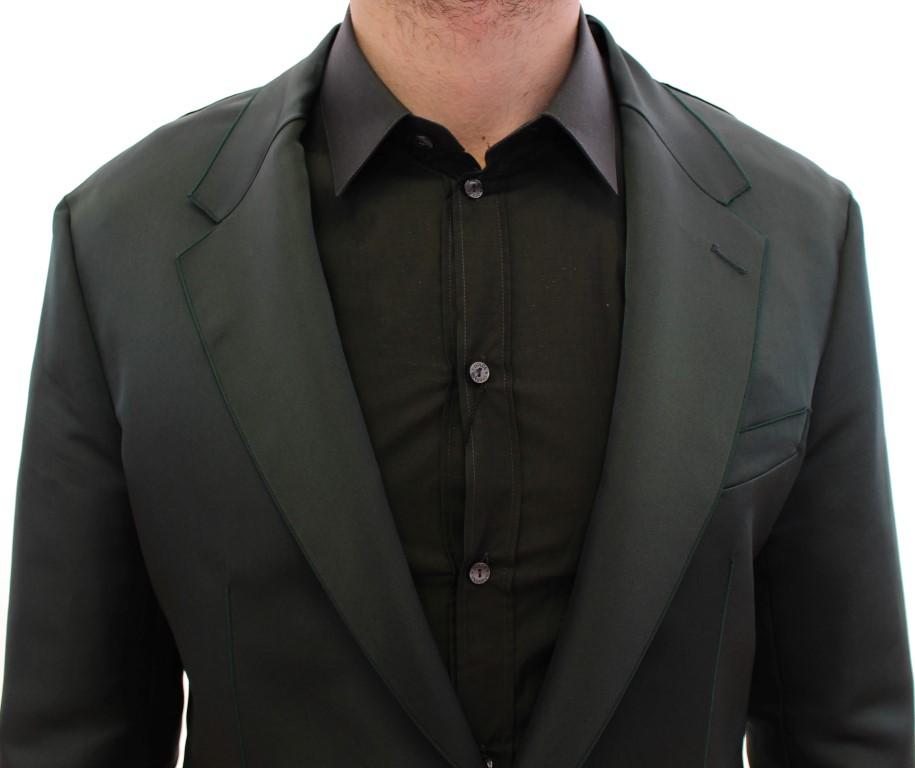Green silk slim fit blazer