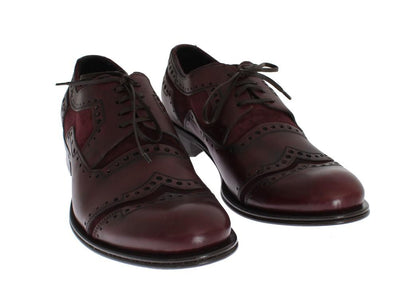 Bordeaux Leather Derby Wingtip Shoes