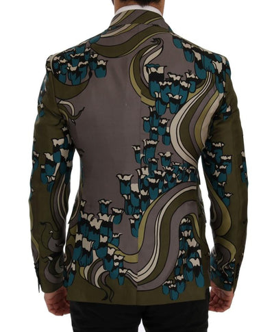 Gray Silk Three Button Blazer