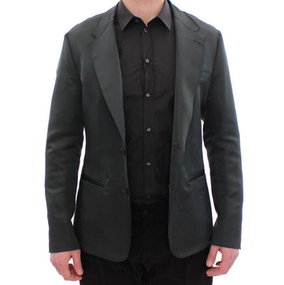 Green silk slim fit blazer