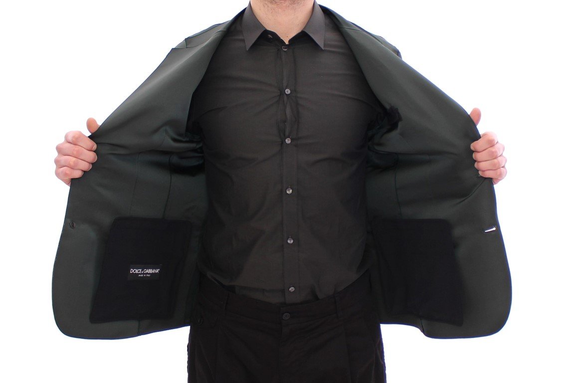 Green silk slim fit blazer