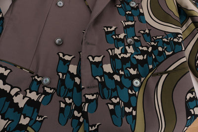 Gray Silk Double Breasted Blazer Jacket