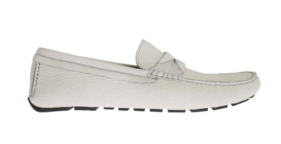 White Leather Casual Loafers Shoes