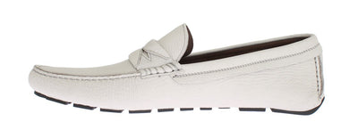 White Leather Casual Loafers Shoes