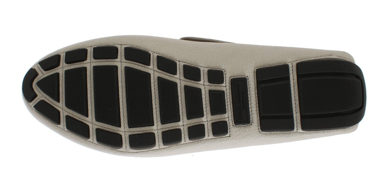 White Leather Casual Loafers Shoes