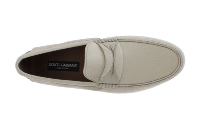 White Leather Casual Loafers Shoes
