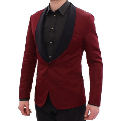 Red silk slim fit blazer