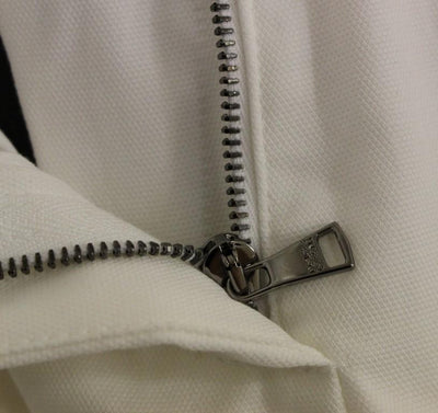 White Cotton Solid Pattern Dress Pants