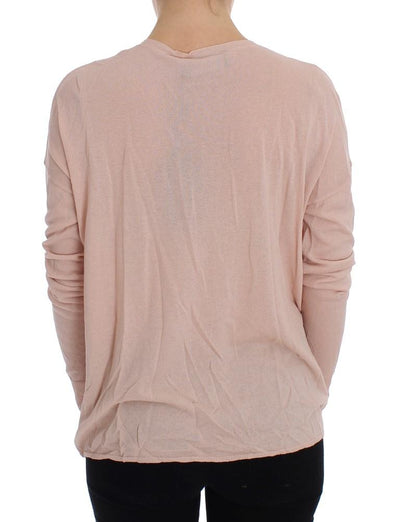 Light Pink Knit V-neck Cardigan Sweater