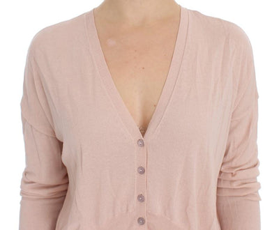 Light Pink Knit V-neck Cardigan Sweater