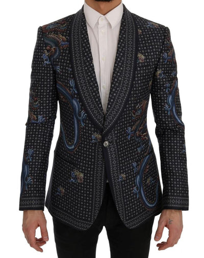 Blue Dragon Silk Slim Fit Blazer Jacket