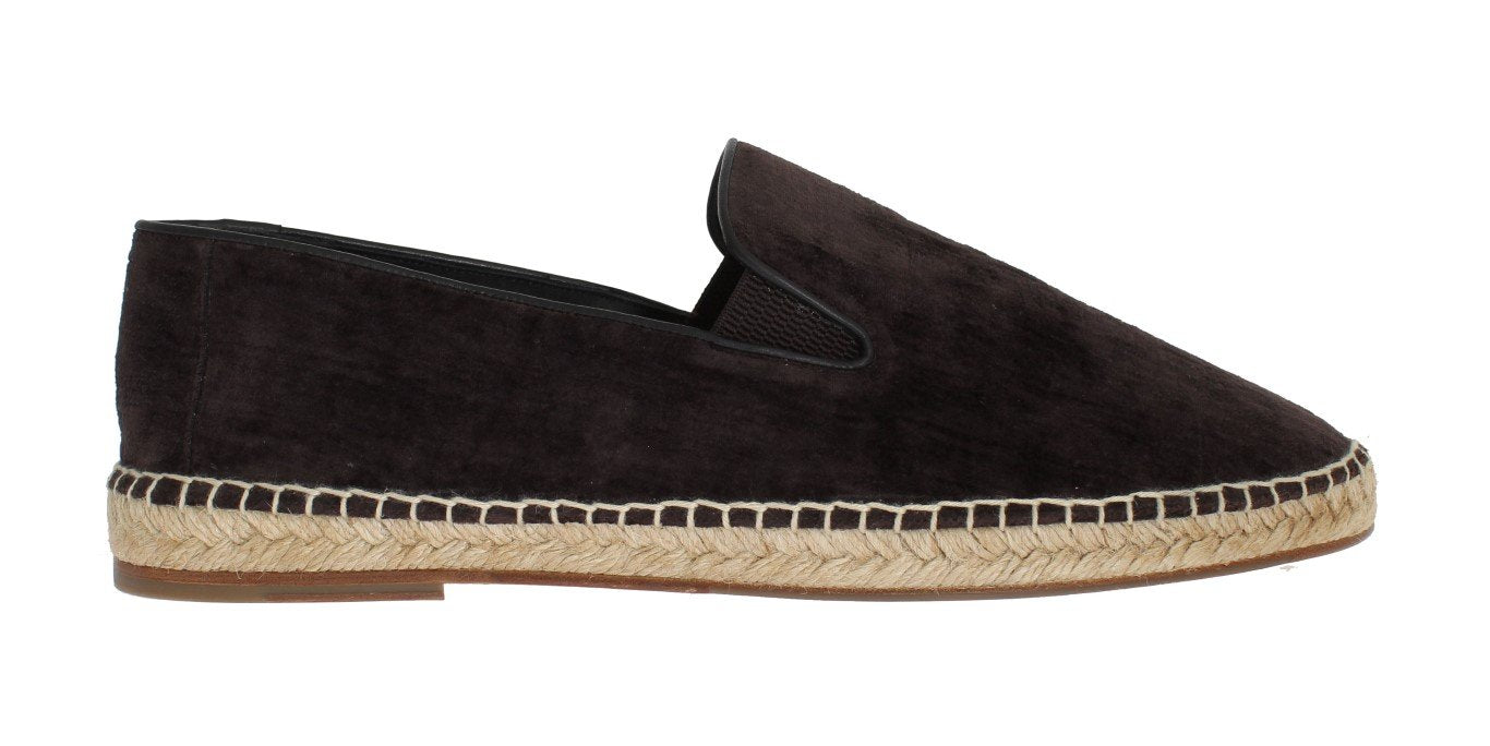 Brown Velvet Logo Loafers Espadrilles