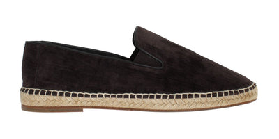 Brown Velvet Logo Loafers Espadrilles