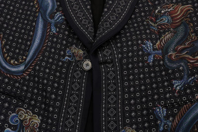 Blue Dragon Silk Slim Fit Blazer Jacket