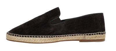 Brown Velvet Logo Loafers Espadrilles