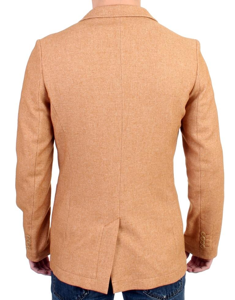 Beige Wool Blend Two Button Blazer