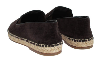 Brown Velvet Logo Loafers Espadrilles