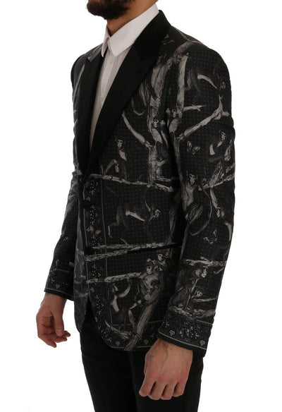 Black Monkey Silk Slim Fit Blazer Jacket
