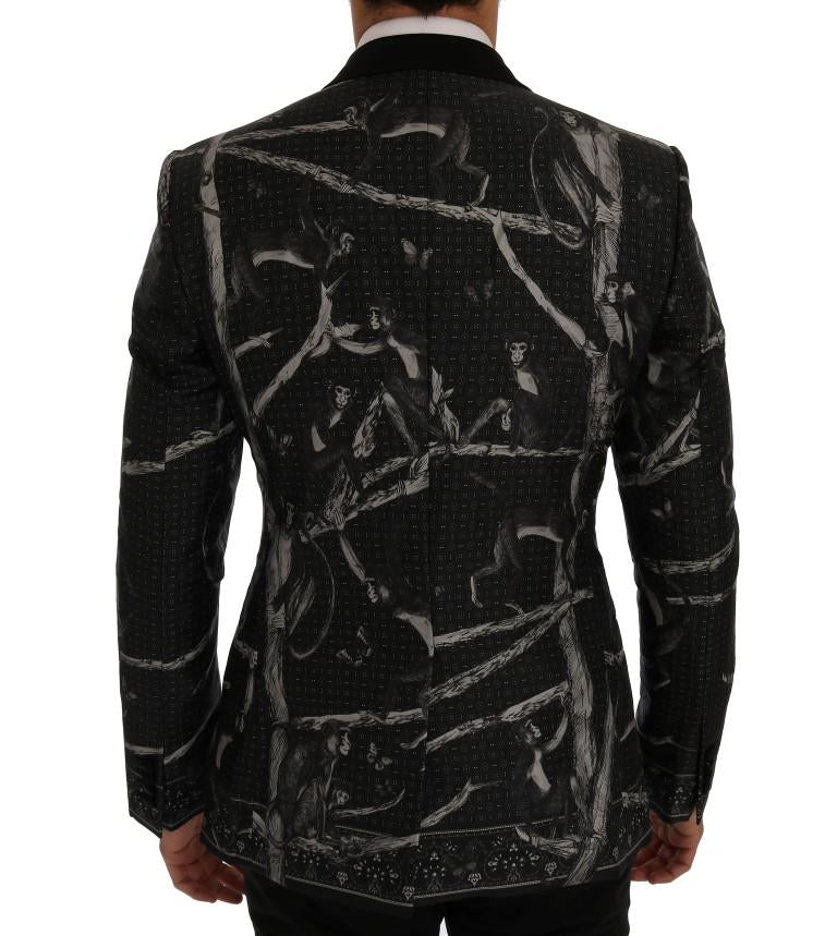 Black Monkey Silk Slim Fit Blazer Jacket