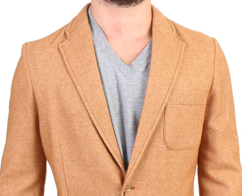 Beige Wool Blend Two Button Blazer