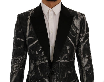 Black Monkey Silk Slim Fit Blazer Jacket