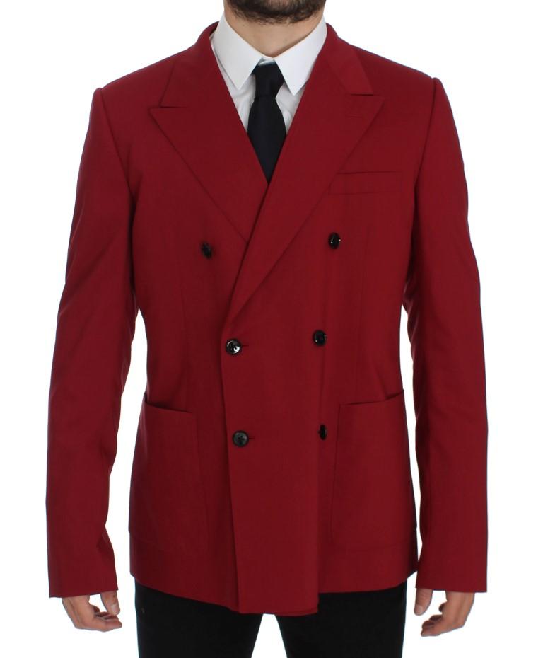 Red Wool Stretch Blazer Jacket