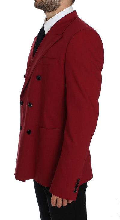 Red Wool Stretch Blazer Jacket