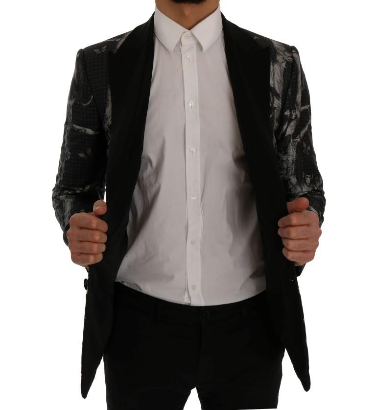 Black Monkey Silk Slim Fit Blazer Jacket