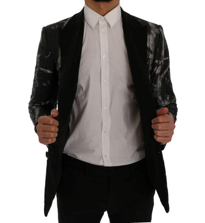 Black Monkey Silk Slim Fit Blazer Jacket