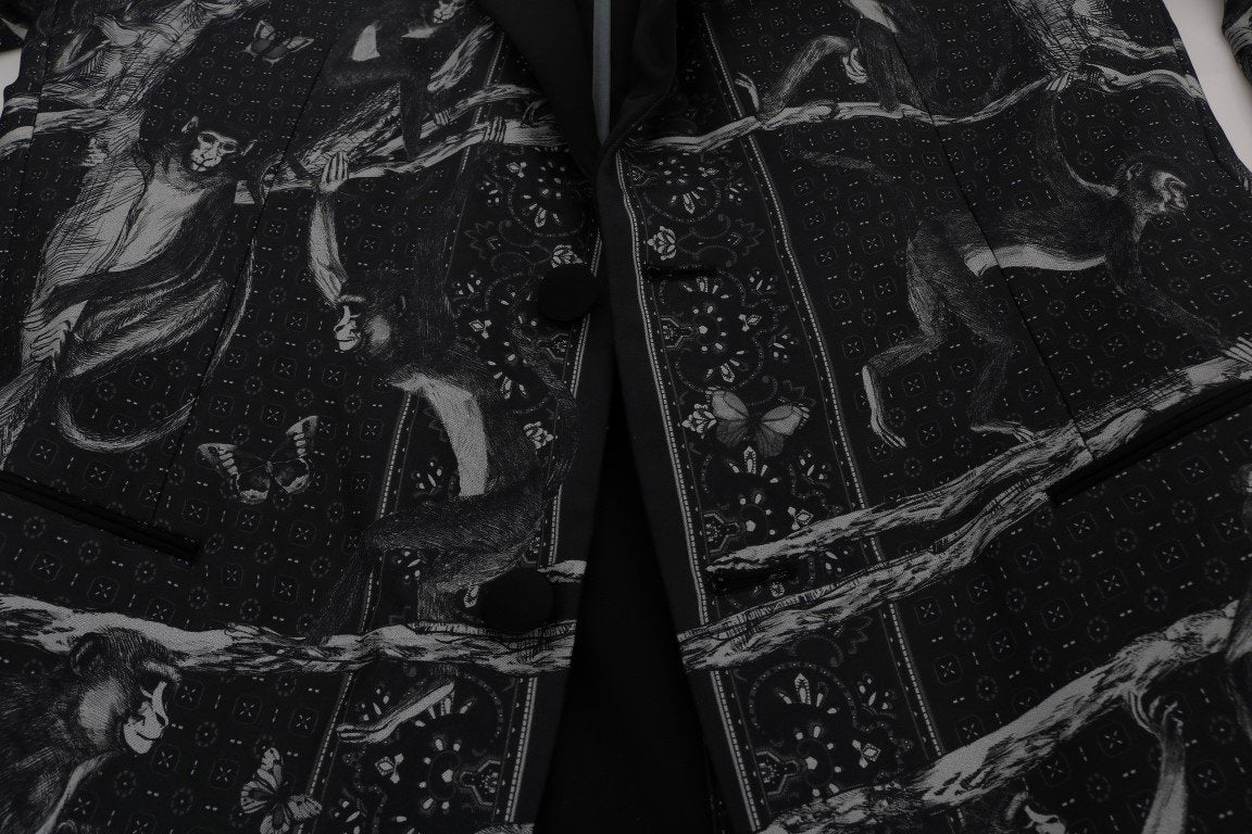 Black Monkey Silk Slim Fit Blazer Jacket