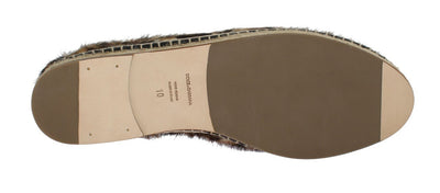 Brown Leopard Ocelot Fur Espadrilles